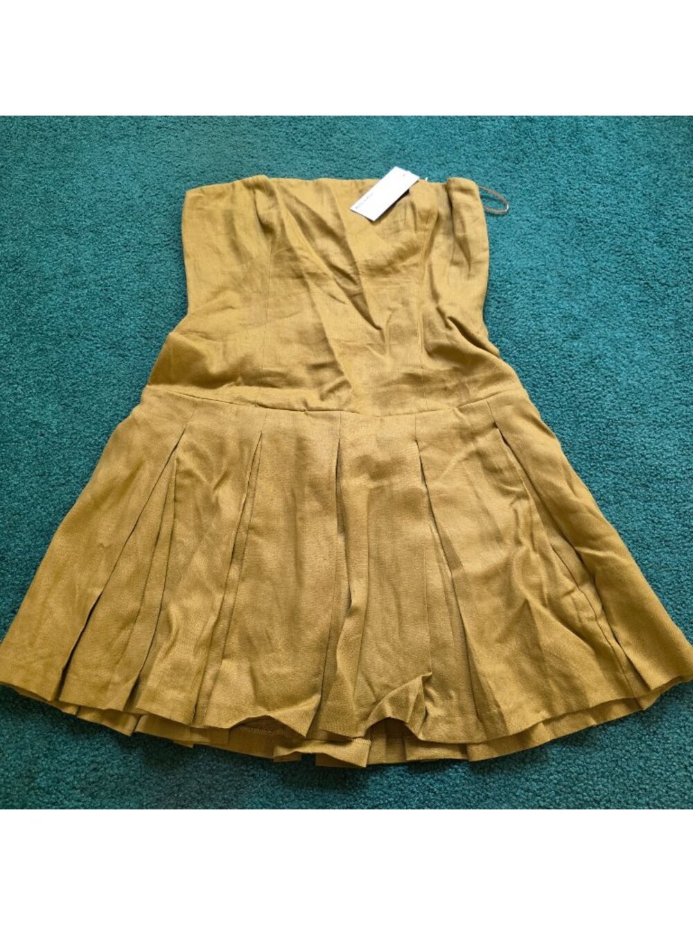 Reformation Isabeli Linen Strapless Mini Dress Sz 10 Ginger Sustainable NWT